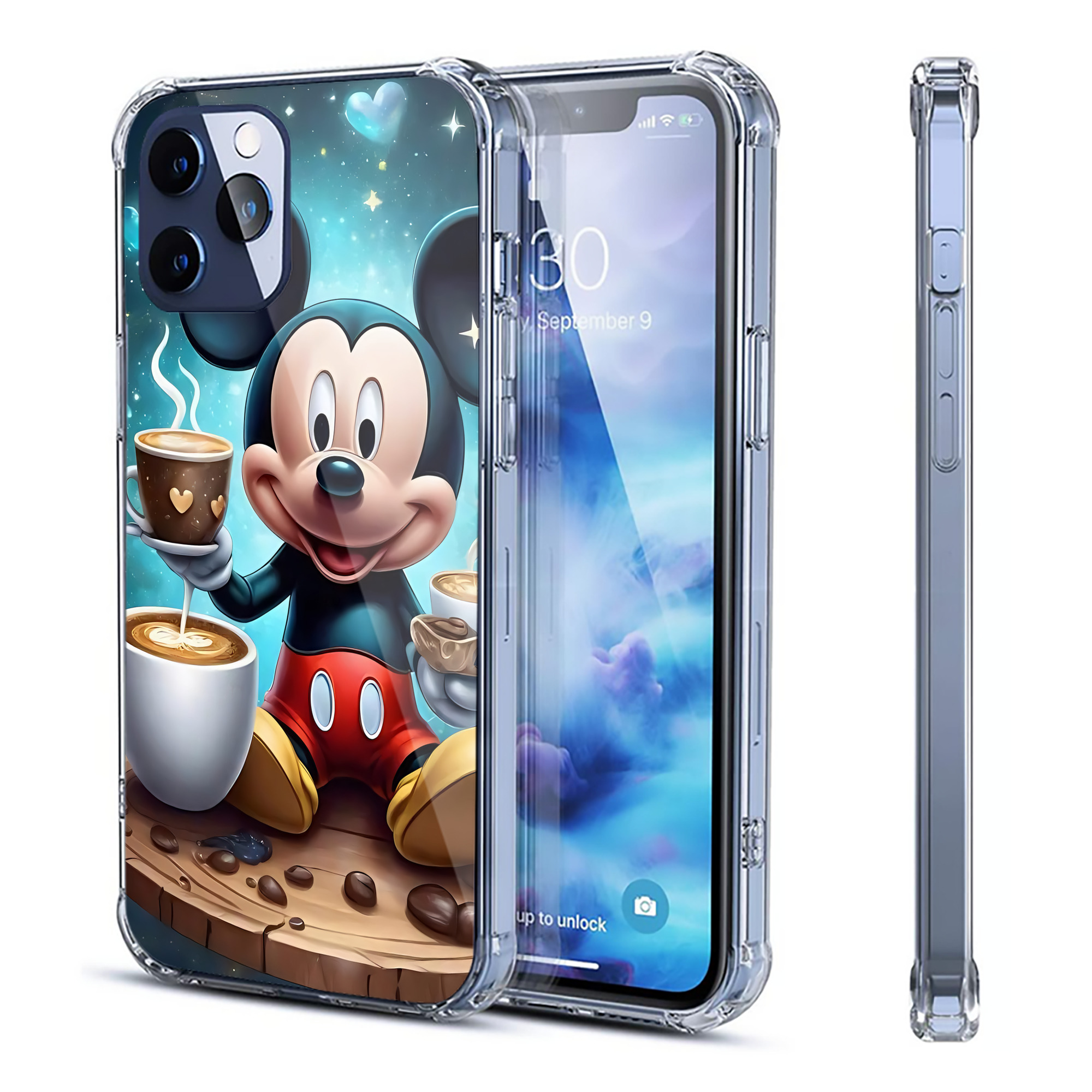 （画像用） ミッキーマウス Mickey Mouse 【iPhone 12シリーズ対応】透明スマホケース（クリアソフトケース）
